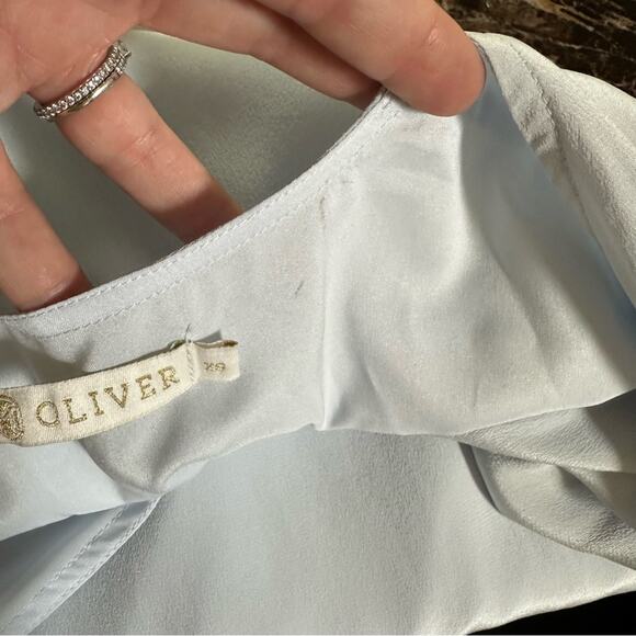 2/$25 Marie Oliver Andi Dress Silk Fringe Powder Blue Croquette Twee Girly XS - Picture 10 of 13